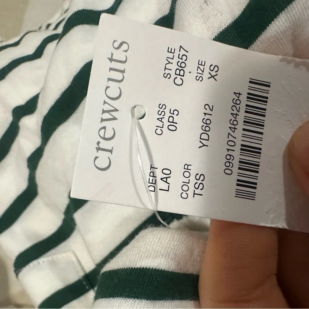 J crew spruce green Kids' long-sleeve polo shirt in striped broken-in-jersey
